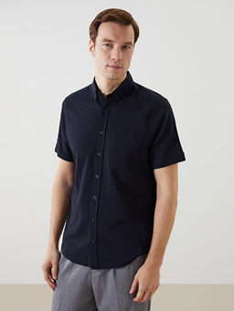 Regular Fit K?sa Kollu Arm?rl? Erkek Dokulu G?mlek