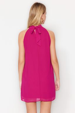 TRENDYOLMILLA Murdum Duz Kesim Halter Yaka Mini Sifon Astarl? Dokuma Elbise TWOSS23EL01059  фото 11