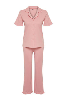 Trendyolmilla Mint %100 Pamuklu F?rf?r Detayl? Orme Pijama Tak?m? THMSS24PT00223 фото 43