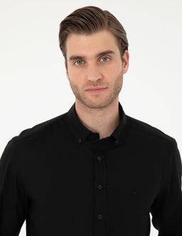 Рубашка Siyah Slim Fit длинный рукав черная