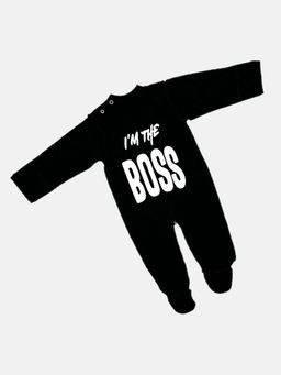 Комбинезон интерлок-пенье с варежкой, цвет черный, im the boss - Мамин малыш фото 2