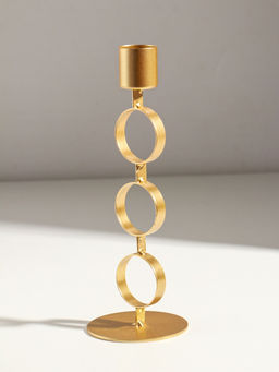 Подсвечник металл на 1 свечу "Три кольца" d=2,5 см золото 7,5х7,5х21 см