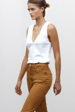 ZW COLLECTION HIGH-WAIST BOOTCUT CROPPED JEANS - Zara фото 6