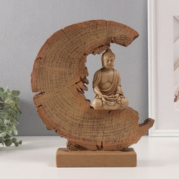 Фигурка полистоун «Будда - Мудра Дхьяна - медитация в разрезе дерева», 6.5×27×27 см