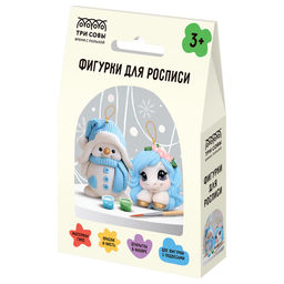 Набор для творчества "Роспись по гипсу. Снеговик и лошадка" 2 фигурки с подвесом + краски с кистью (НР_06722, ТРИ СОВЫ)