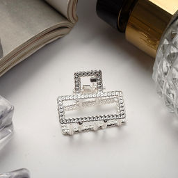 Цена за 6 шт. Крабик для волос «Эмма», прямоугольник, 2.5×2 см, серебро