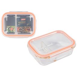 Контейнер GUSTO, 600 мл, 2 секции, из жаропрочного стекла с защёлками арт.008676 - Mallony фото 2