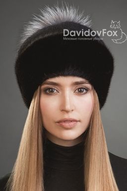 Шапка Оливия норка трикотаж блэк