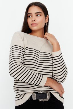 Antrasit Basic Cizgili Triko Kazak TWOAW23KZ01846 - Trendyolmilla фото 9