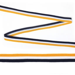 Тесьма трикотажная Лампас TBY KTS4415 шир.15мм цв.бел/желт/син уп.32м