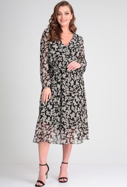 Платье Lady Line 522 черный цветы