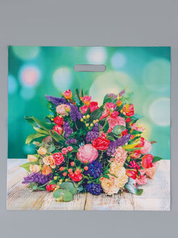 Цена за 50 шт. Пакет Цветочная композиция, полиэтиленовый с вырубной ручкой, 45?45 + 3 см, 65 мкм