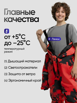 Зимний комбинезон для мальчиков, Saimaa, красный с черным фото 2