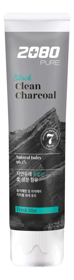 Зубная паста "Уголь и мята" Dental Clinic 2080 Toothpaste Mountain Salt Pure Black Clean Charcoal Fresh Mint, 125g