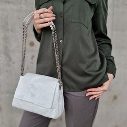 Женская кожаная сумка с ручками-цепочкой 0076-3 - Cidirro фото 4