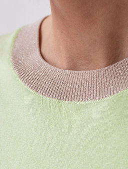 Джемпер с коротким рукавом тонкой вязки из вискозы с люрексом