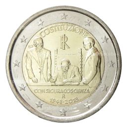 Монета 2 евро 2018 года Италия  70 лет Конституции Итальянской республики