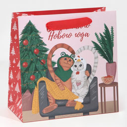 Пакет ламинированный квадратный С тобой, 22 22 11 см