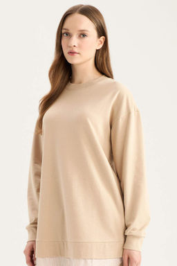 Regular Fit Bisiklet Yaka Basic Duz Sweatshirt Tunik - Defacto фото 5
