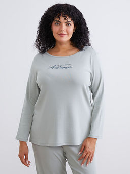 Bisiklet Yaka Bask?l? Kad?n Pijama Tak?m?