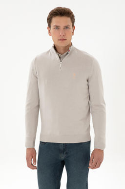 Erkek Slim Fit Yar_m Fermuarl_ Ta_ Kazak
