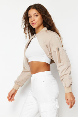 Koyu Bej Regular Kal?p Kusakl? Crop Bolero Mont TWOSS24MO00011