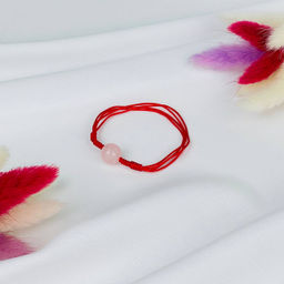 Защитный браслет Красная нить с Розовым кварцем от 16 см - Радуга самоцветов фото 2