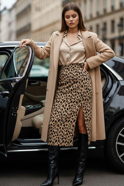 Юбка из плотного трикотажа леопард на сером - Fly фото 14