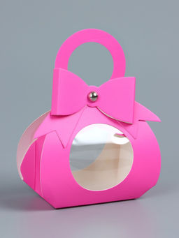 Цена за 10 шт. Коробка складная, с бантом и ручкой, 13?6.5?4 см, розовая