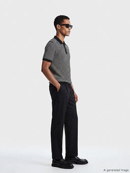 Polo Yaka Desenli Erkek Triko Kazak