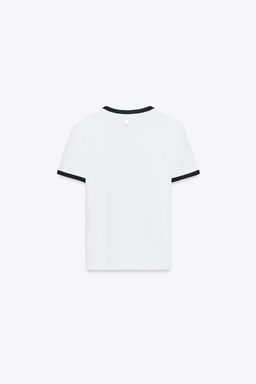 ZARA T-SHIRT WITH TRIM AND BROOCH  фото 6