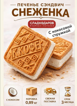 Печенье Снеженка  с кокосом  ТВ 0,890кг