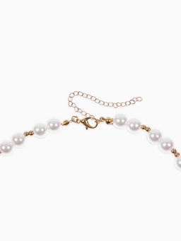 Кулон на жемчужных бусах "Вишня", цвет белый в золоте