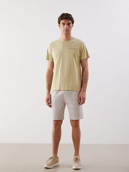 Bisiklet Yaka Bask?l? Penye Erkek Ti??rt