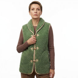 Жилет арт.3220-01-МП/пуг. воротник ТАРА Олива