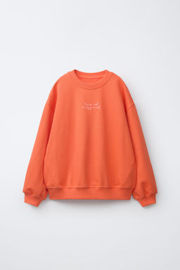 SUDADERA TEXTO BORDADO / Coral rojo - Zara фото 2