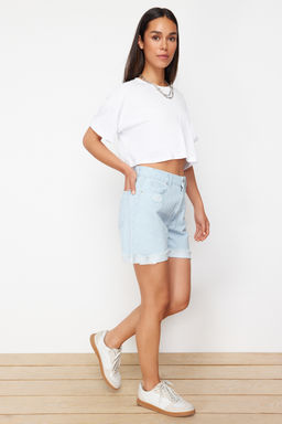 Ac?k Mavi Y?rt?kl? Denim Sort TWOSS24SR00113 - Trendyolmilla фото 2