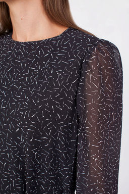 5-3014/783-5065-2 Платье принт белые штрихи на черном фоне - Serginnetti фото 6