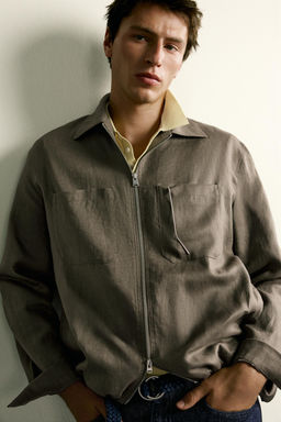 SOBRECAMISA 100% LINO CREMALLERA / Vis?n - Zara фото 5