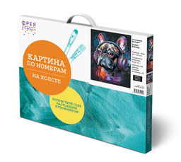ФРЕЯ PNB/PLB-290 Набор для раскрашивания по номерам ( эффект черного холста ) 50 х 40 см Стильный бульдог