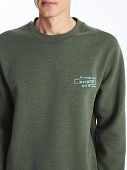 Bisiklet Yaka Uzun Kollu Bask?l? Erkek Sweatshirt