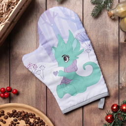 Варежка-прихватка Доляна Чаепитие в лесу 20х28 см, 35% хл, 65% пэ, ватин 250 г/м2