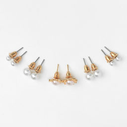 Набор 6 предметов: серьги 5 пар, 1 браслет Жемчужное солнце, белый в золоте - Qf фото 9
