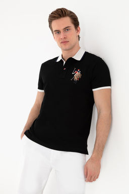 Erkek Slim Fit Polo Yaka Siyah Basic Ti__rt Sepette S_rpriz _ndirim