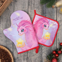 Набор кух. Этель Волшебства: прихватка 19х19 см, варежка-прихватка 20х28 см, 100% хл