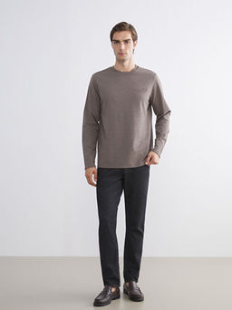 Bisiklet Yaka Bask?l? Erkek Sweatshirt