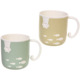 Цена за 3 шт. Кружка пластиковая 300мл "Котик рыболов", микс цветов