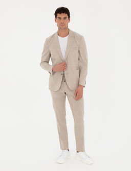 A__k Kahverengi Ekstra Slim Fit Keten Kar___ml_ Tak_m Elbise