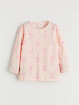 Bisiklet Yaka Fiyonk Bask?l? K?z ?ocuk Pijama Tak?m?