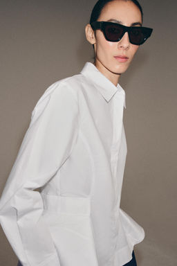 CAMISA POPEL?N PEPLUM ZW COLLECTION / Blanco - Zara фото 12